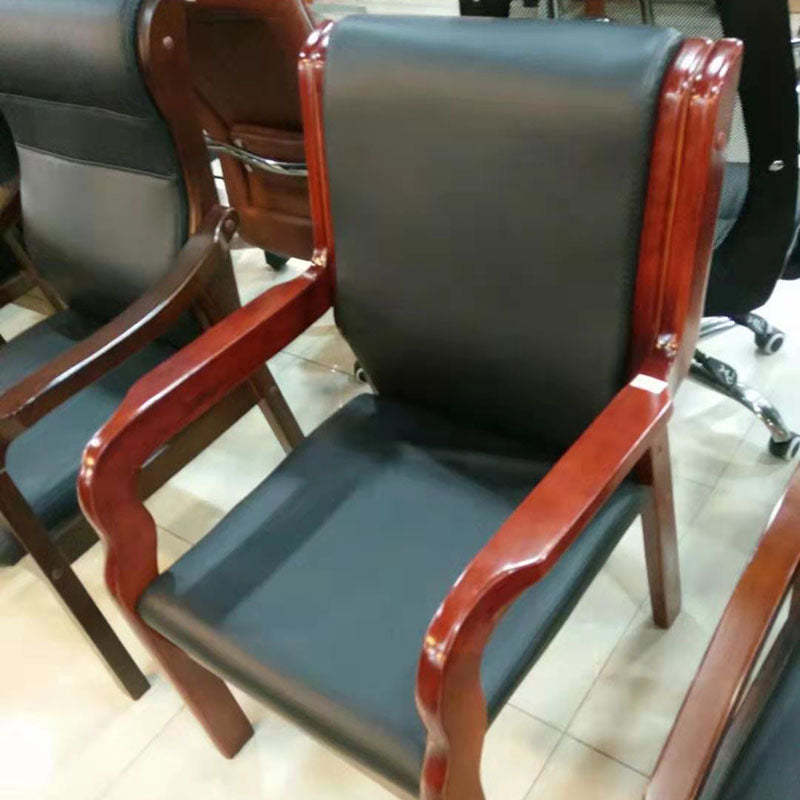 Vintage Wood Leather Desk Chair