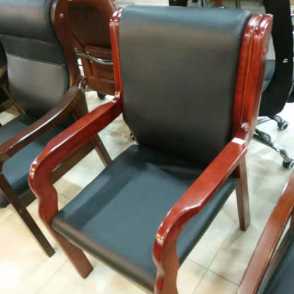 Vintage Wood Leather Desk Chair