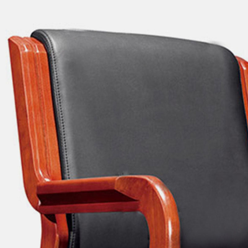 Vintage Wood Leather Desk Chair