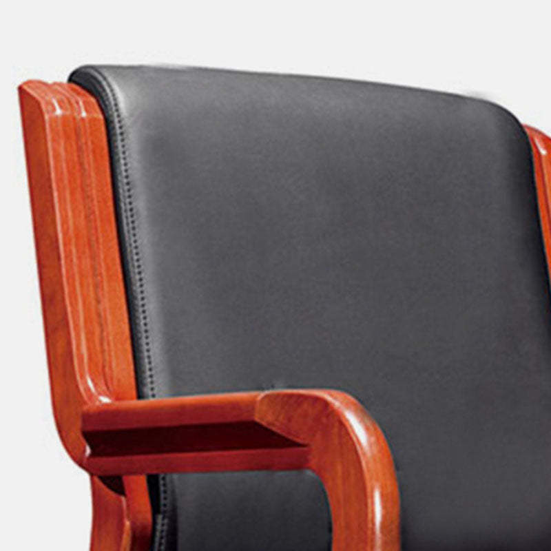 Vintage Wood Leather Desk Chair