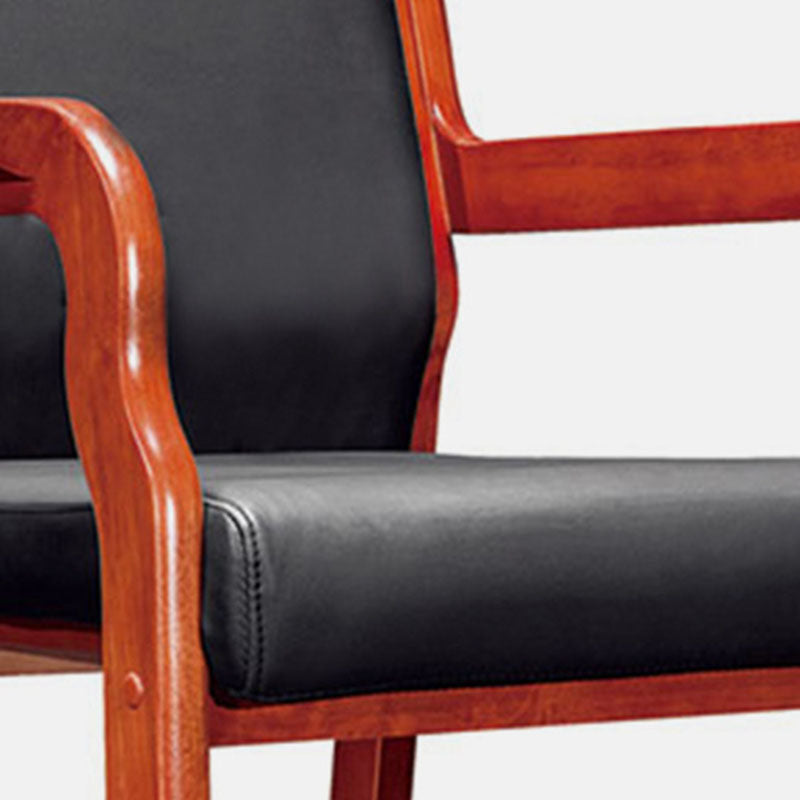 Vintage Wood Leather Desk Chair