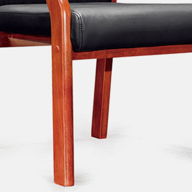 Vintage Wood Leather Desk Chair