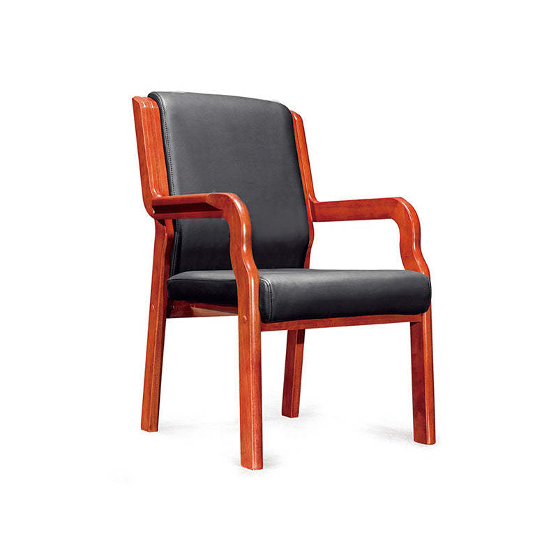 Vintage Wood Leather Desk Chair
