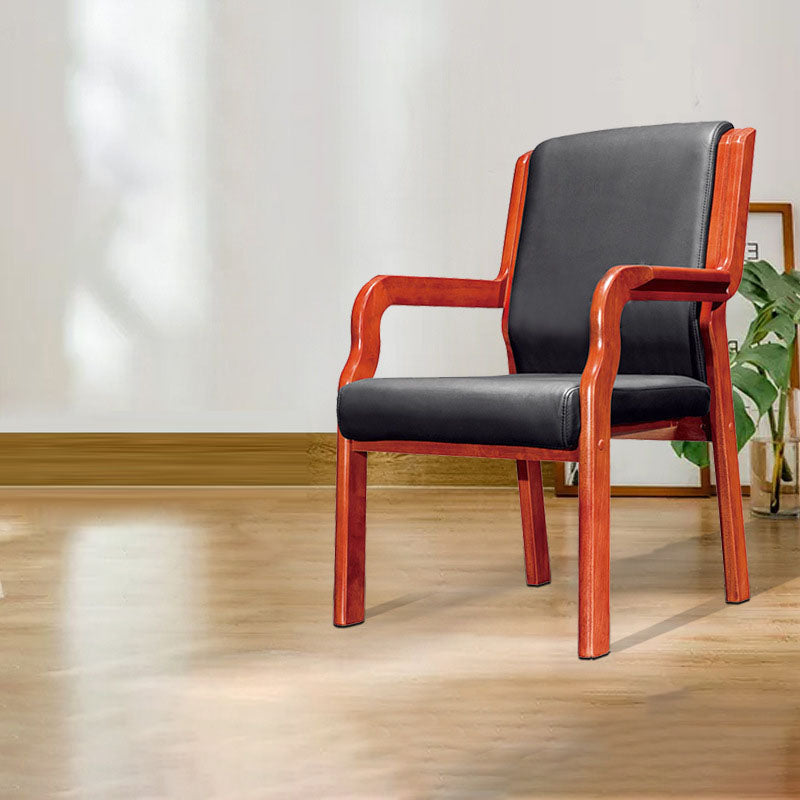 Vintage Wood Leather Desk Chair