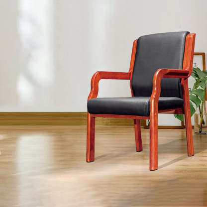 Vintage Wood Leather Desk Chair