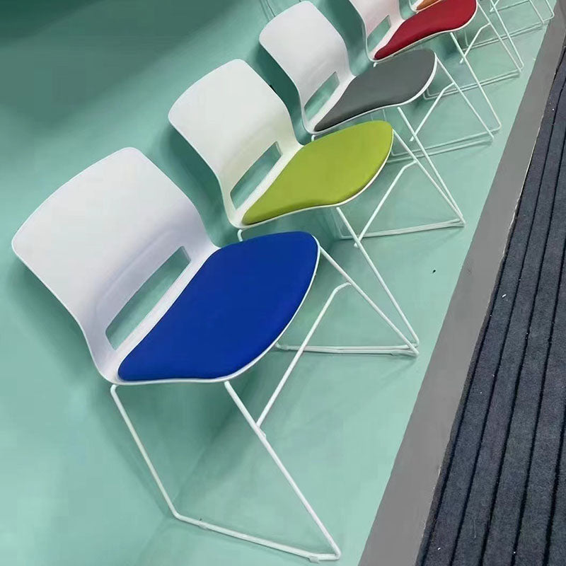 Modern Plastic Steel Desk Chair — A - Without Cushion / Blue