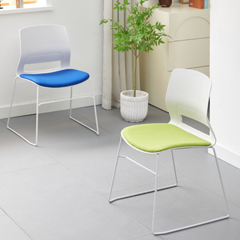 Modern Plastic Steel Desk Chair — A - Without Cushion / White