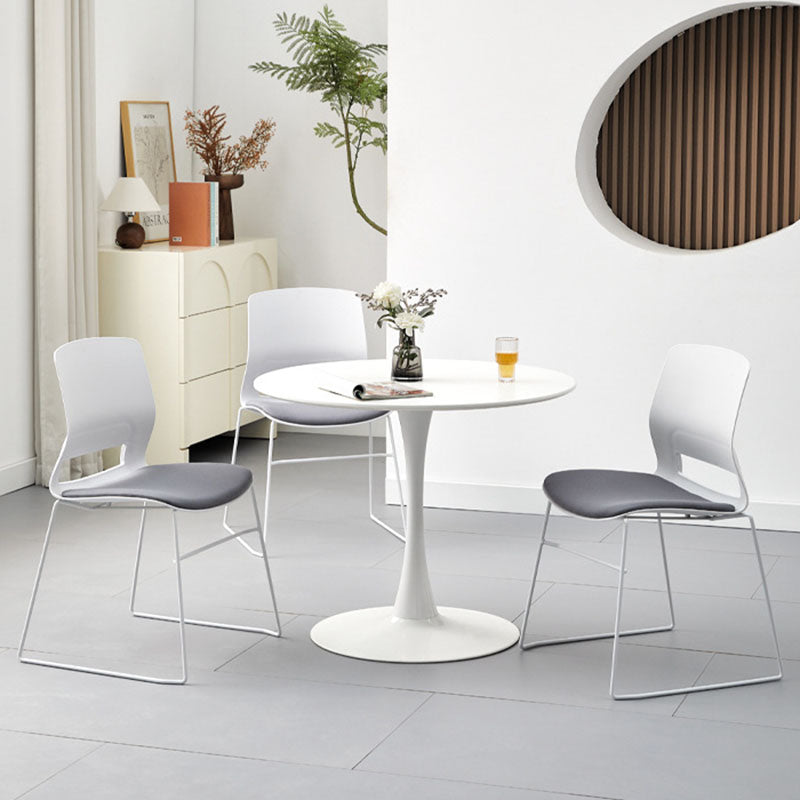 Modern Plastic Steel Desk Chair — A - With Cushion / Orange