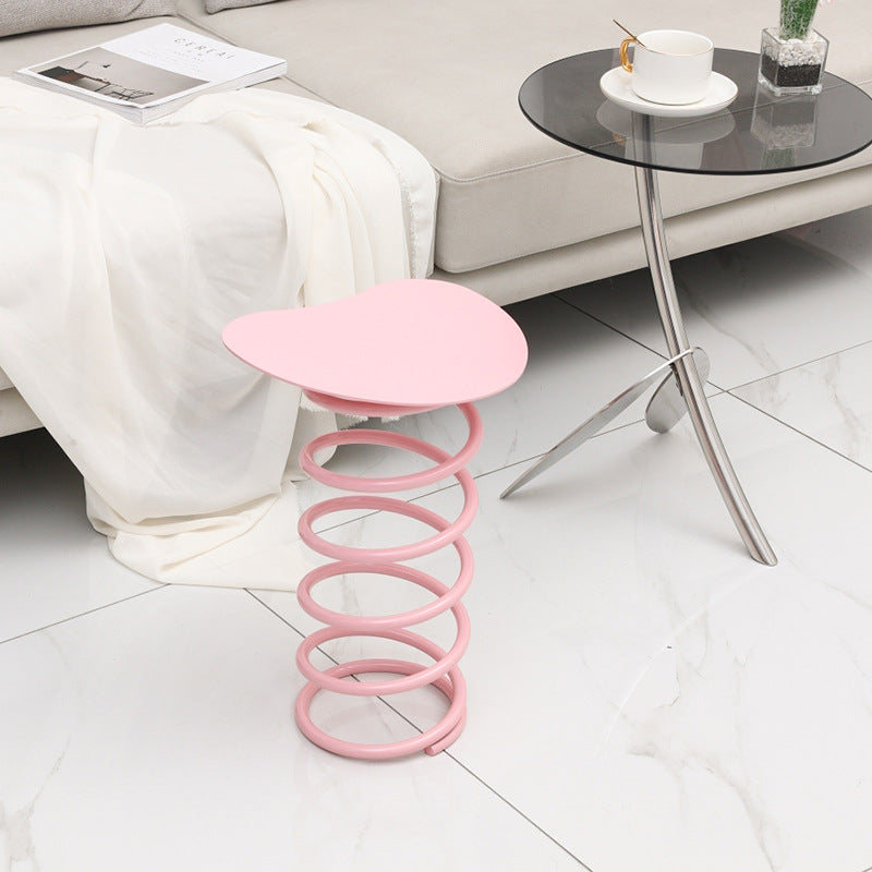 Spring Iron Plastic Dining Chair — Pink