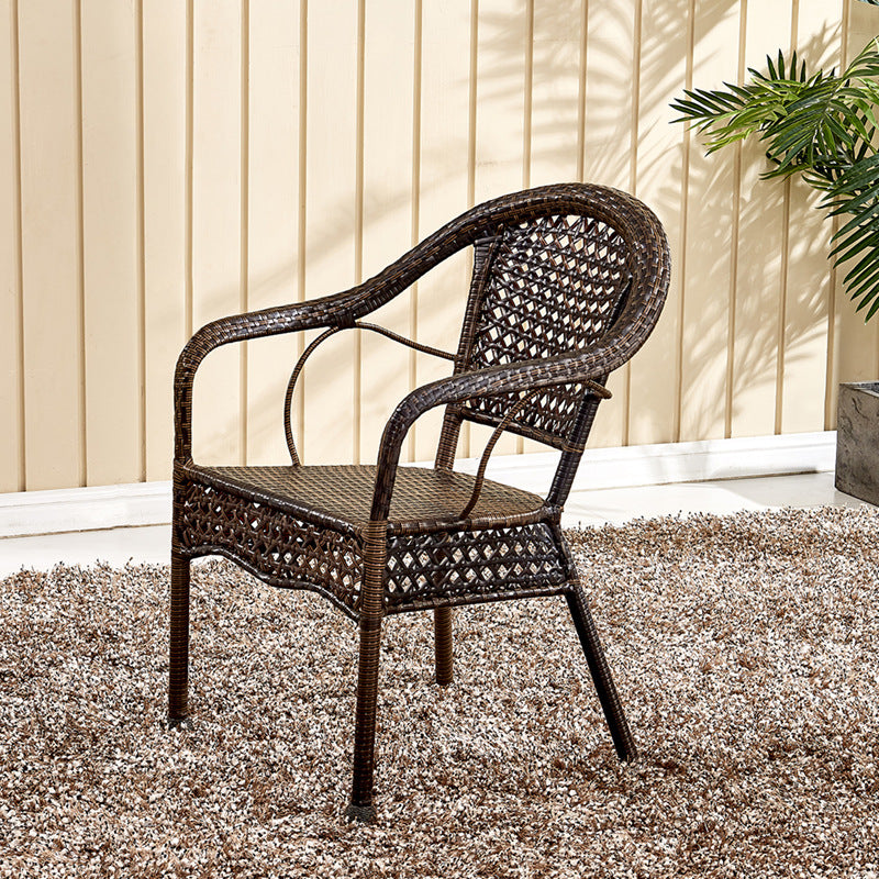 Vintage Annular Rattan Dining Chair — Light Gold