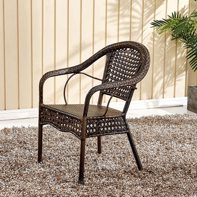 Vintage Annular Rattan Dining Chair — Light Gold