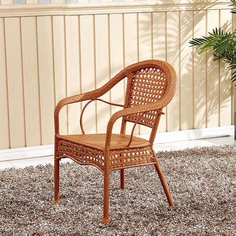 Vintage Annular Rattan Dining Chair — Orange