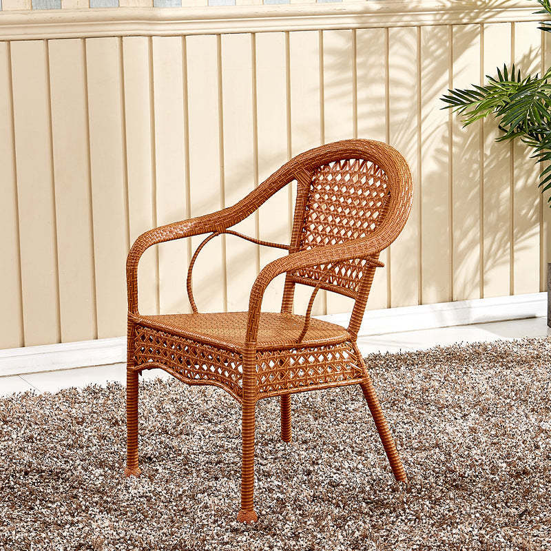 Natural rattan annular dining chairs & benches - traditional — Orange