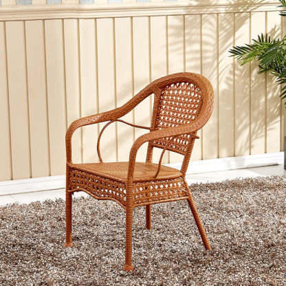 Vintage Annular Rattan Dining Chair — Orange