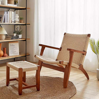 Japanese Ash Wood Rope Dining Chair