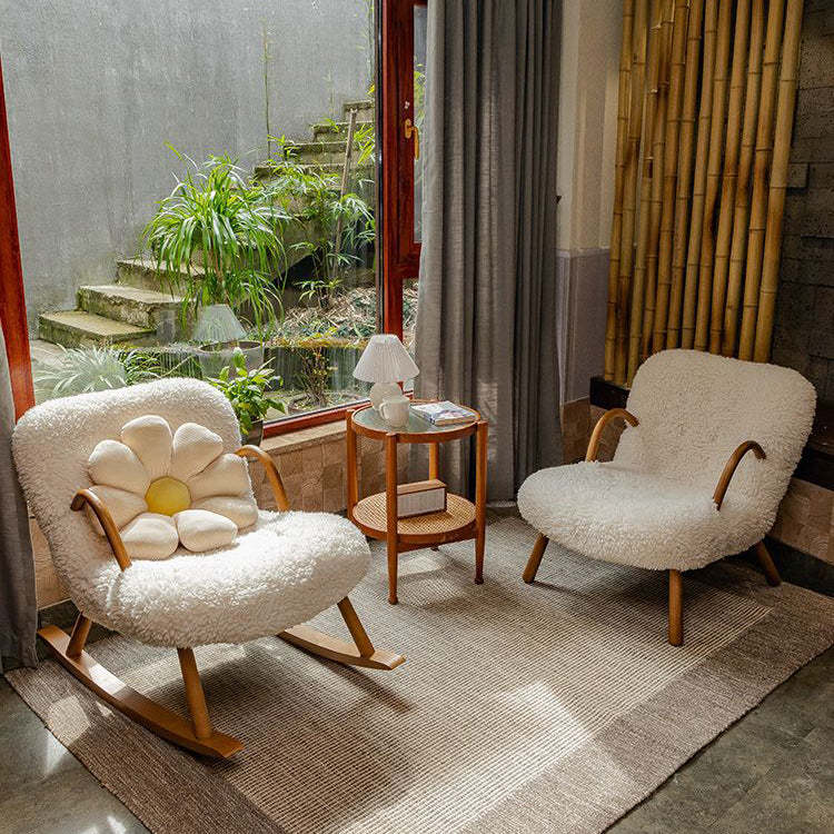 Modern Lambswool Wood Accent Chair