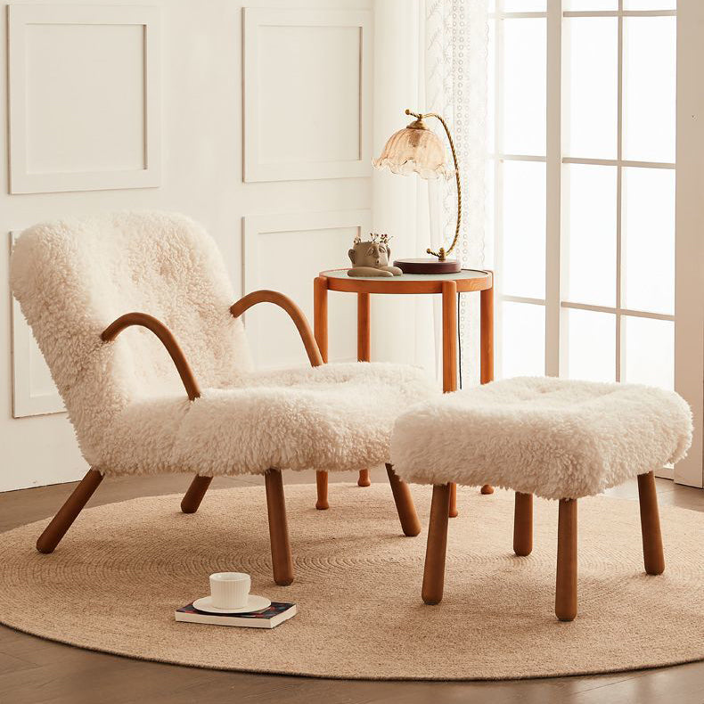 Minimalist lambswool wood accent chairs