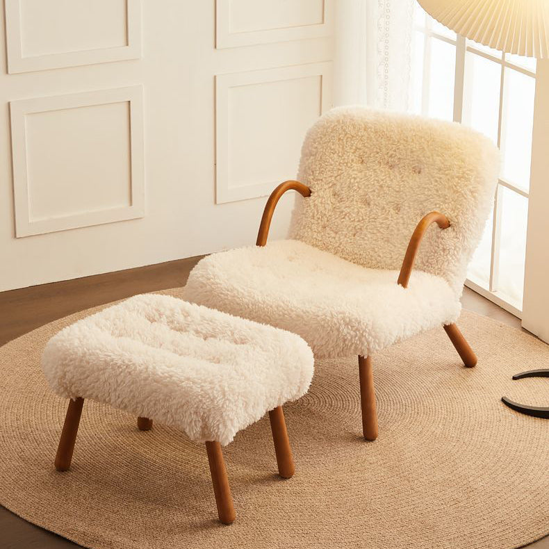 Modern Lambswool Wood Accent Chair