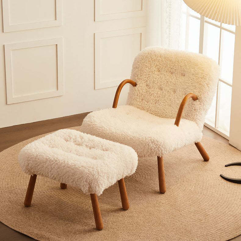 Modern Lambswool Wood Accent Chair