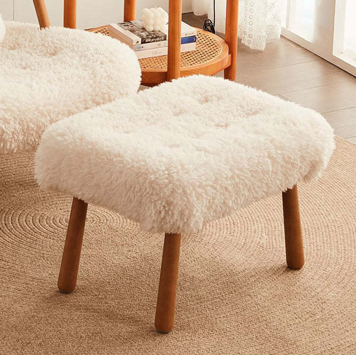 Modern Lambswool Wood Accent Chair
