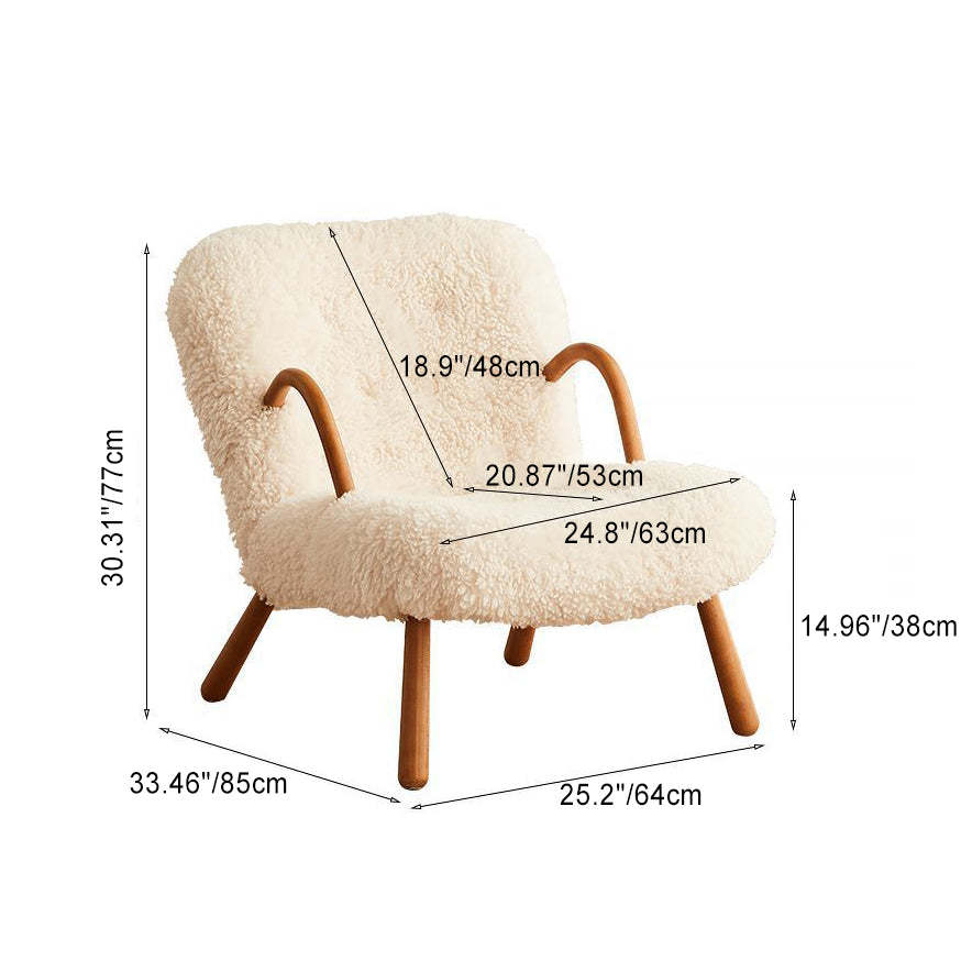 Modern Lambswool Wood Accent Chair