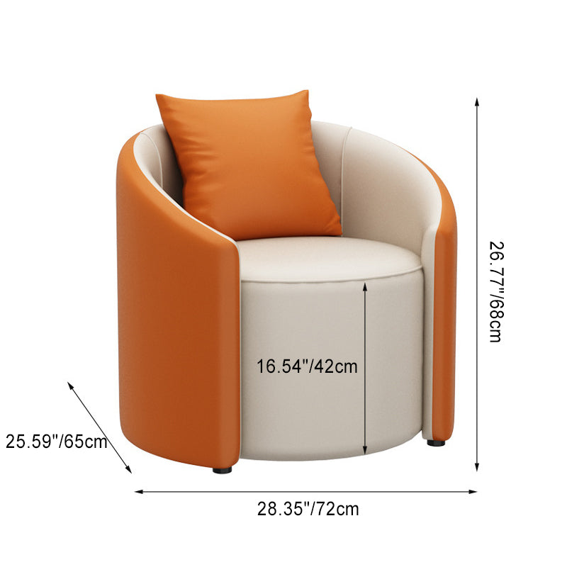 Modern Cylinder Leather Wood Accent Chair