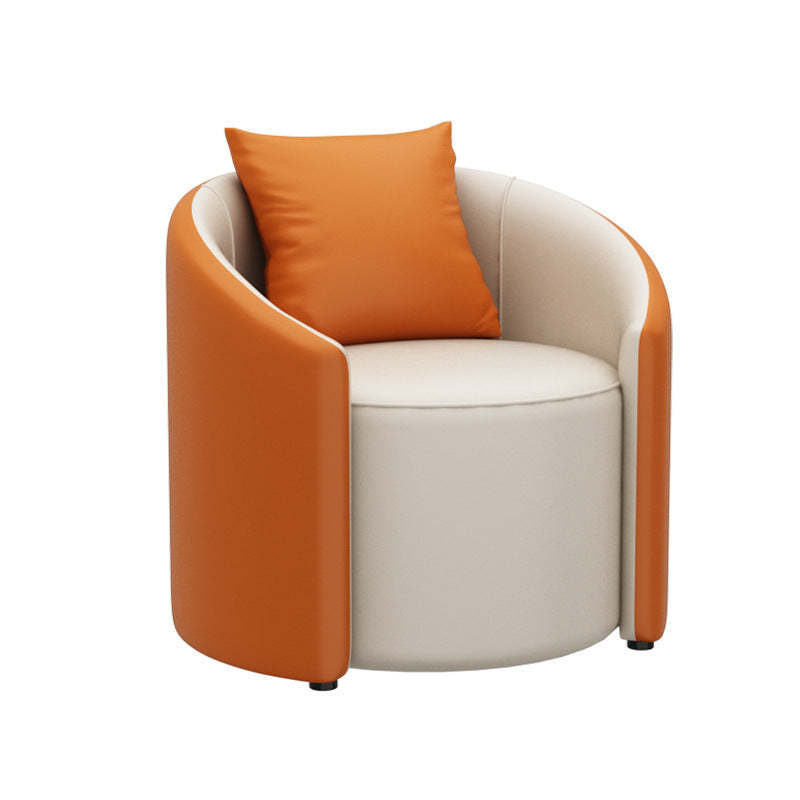 Modern Cylinder Leather Wood Accent Chair