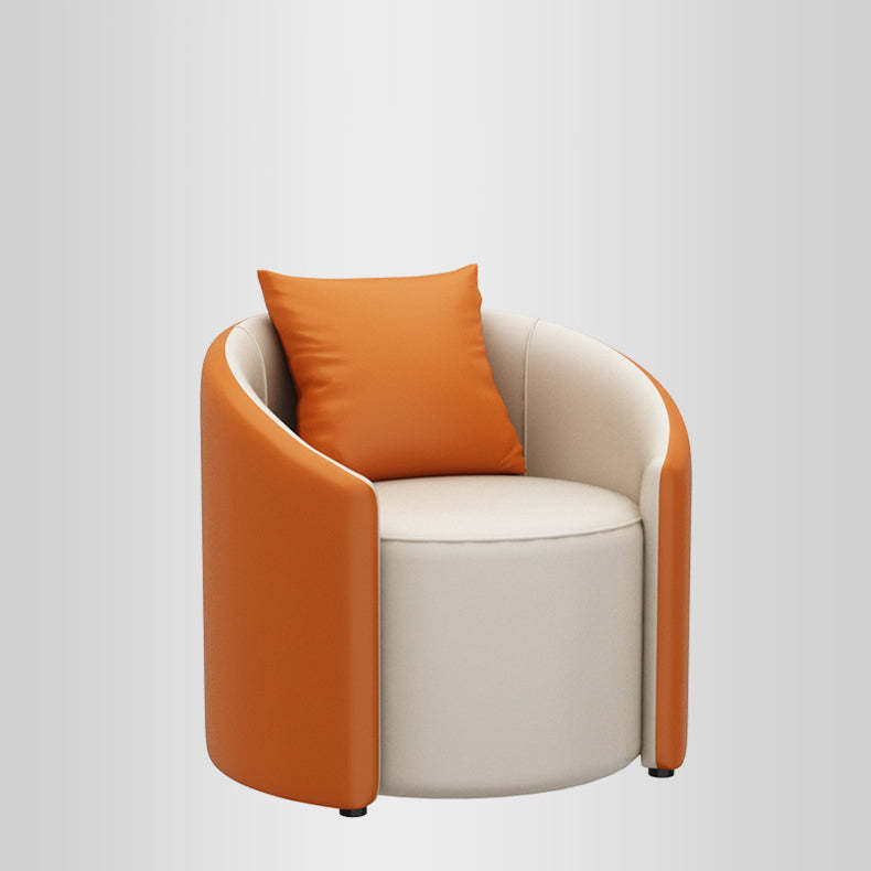 Modern Cylinder Leather Wood Accent Chair