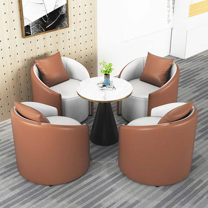 Modern Cylinder Leather Wood Accent Chair