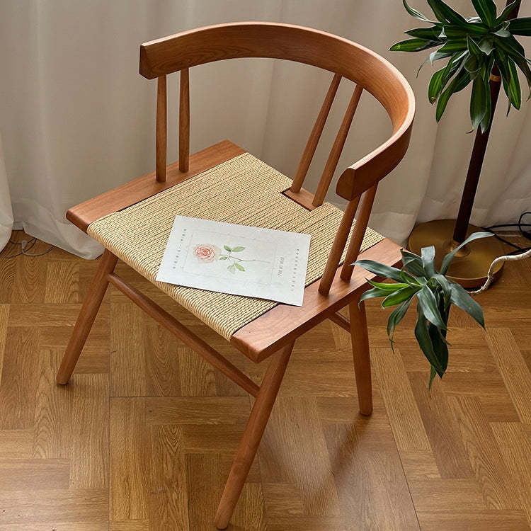 Chinese Wood Rope Dining Chair — Cherry Color