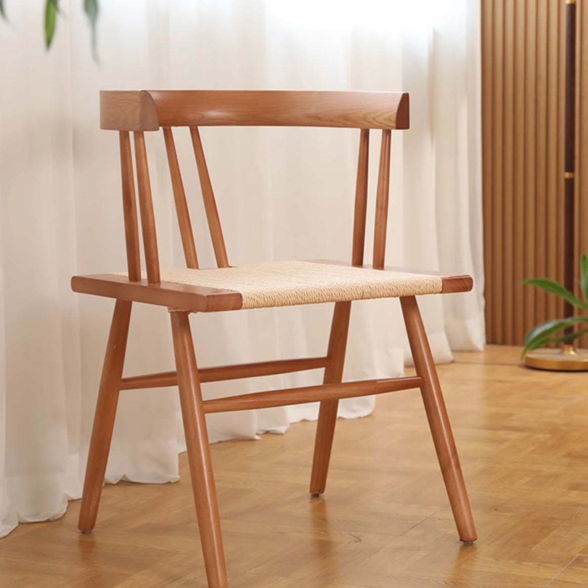 Chinese Wood Rope Dining Chair — Black