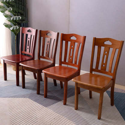 Chinese Wood Dining Chair — A - Tea Color