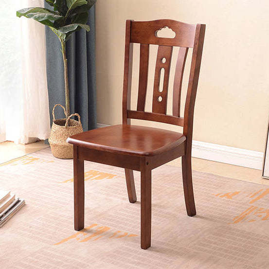 Chinese Wood Dining Chair — C - Walnut Color