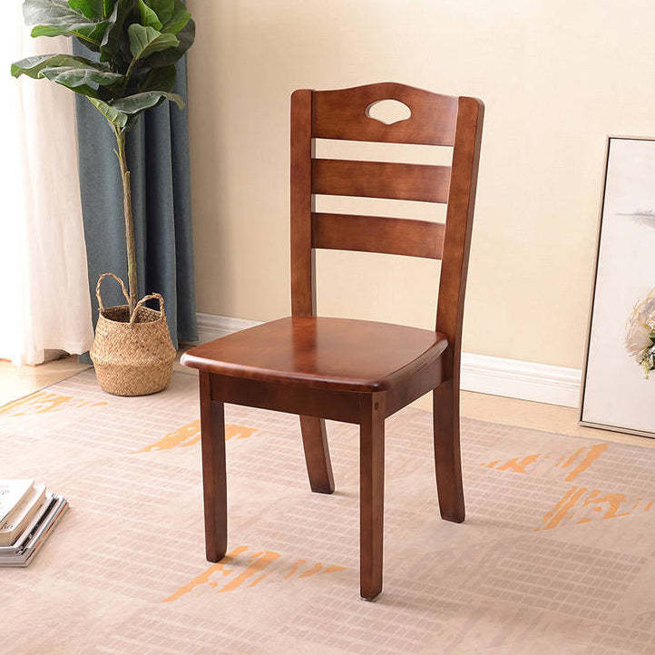 Chinese Wood Dining Chair — A - Walnut Color