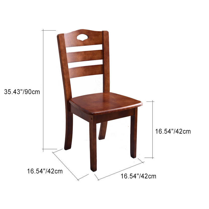 Chinese Wood Dining Chair — B - Walnut Color