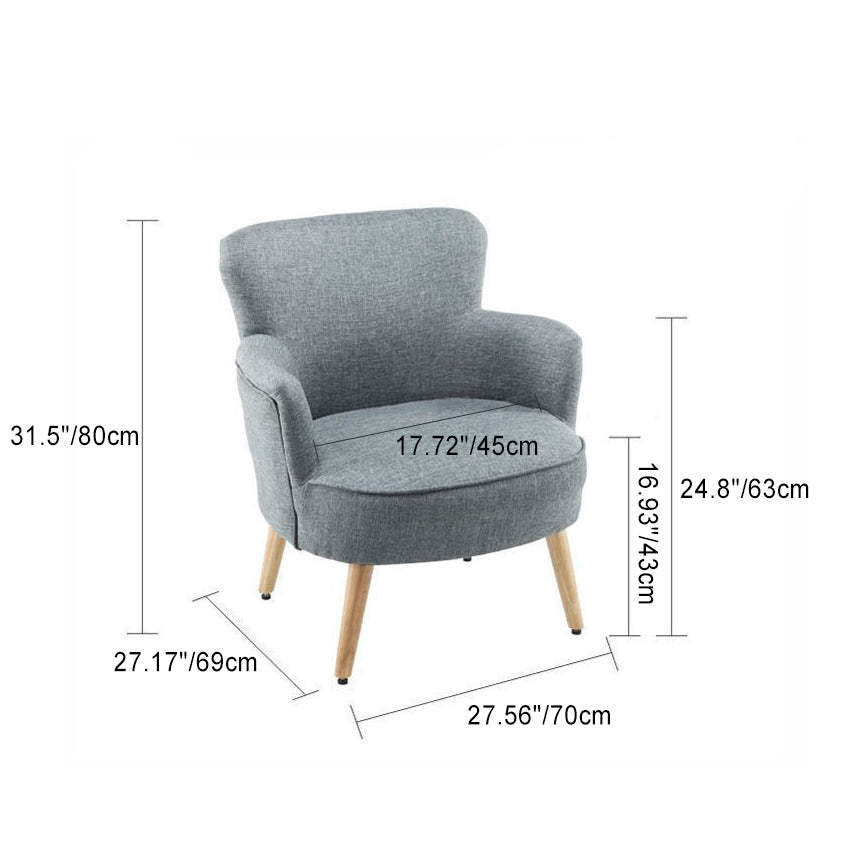 Scandinavian Wood Cotton Hemp Accent Chair — D