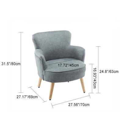 Scandinavian Wood Cotton Hemp Accent Chair — D