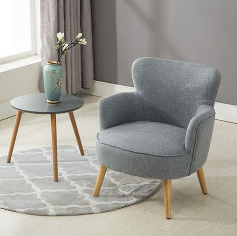 Scandinavian Wood Cotton Hemp Accent Chair