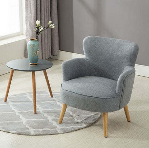 Scandinavian Wood Cotton Hemp Accent Chair