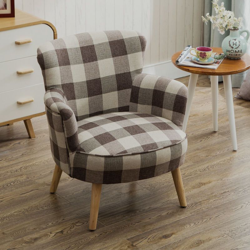Scandinavian Wood Cotton Hemp Accent Chair — A