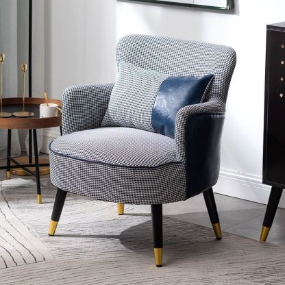 Scandinavian Wood Cotton Hemp Accent Chair — C