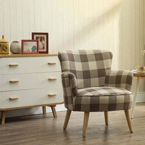 Scandinavian Wood Cotton Hemp Accent Chair