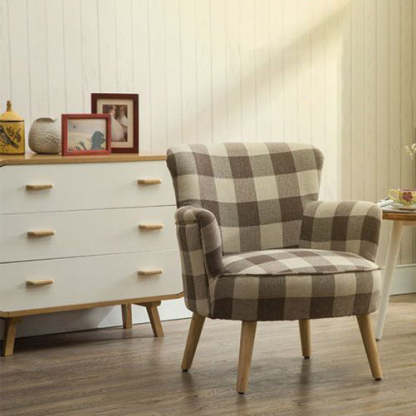 Scandinavian Wood Cotton Hemp Accent Chair