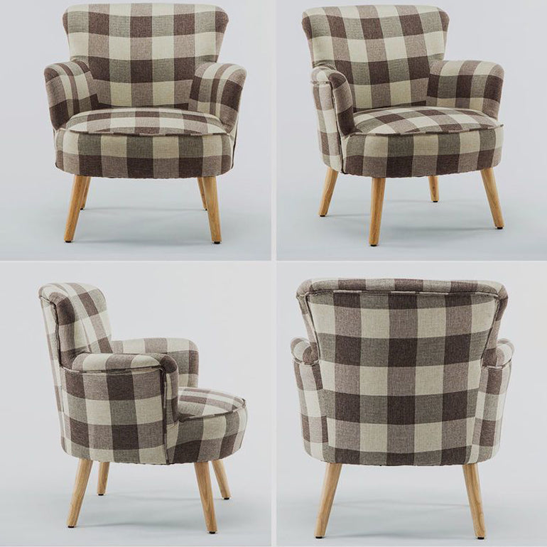Scandinavian Wood Cotton Hemp Accent Chair