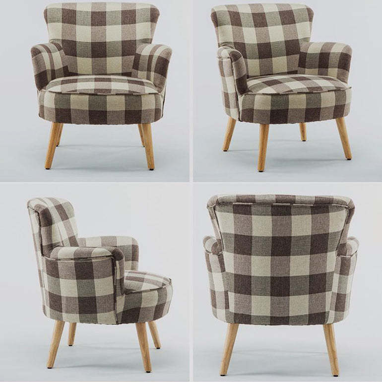 Scandinavian Wood Cotton Hemp Accent Chair
