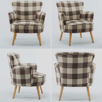 Scandinavian Wood Cotton Hemp Accent Chair