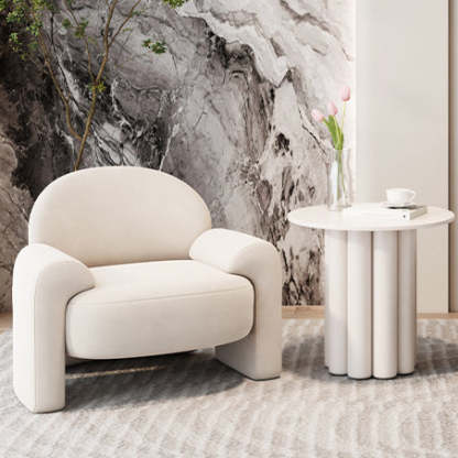 Scandinavian Wood Accent Chair — White