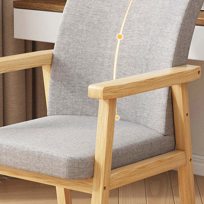 Minimalist Wood Cotton Dining Chair with Armrest