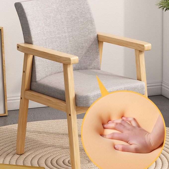 Minimalist Wood Cotton Dining Chair with Armrest