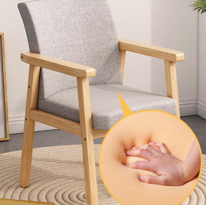 Minimalist Wood Cotton Dining Chair with Armrest